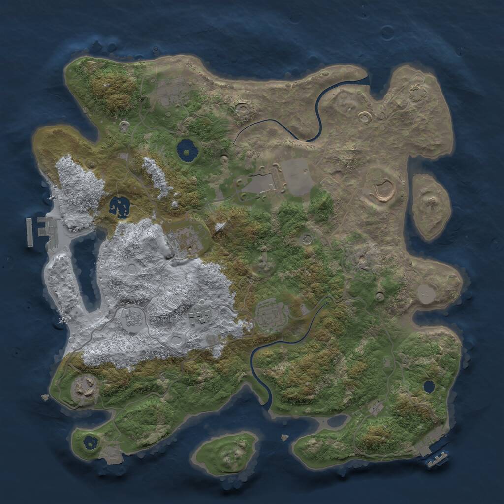 Rust Map: Procedural Map, Size: 3500, Seed: 377662070, 14 Monuments