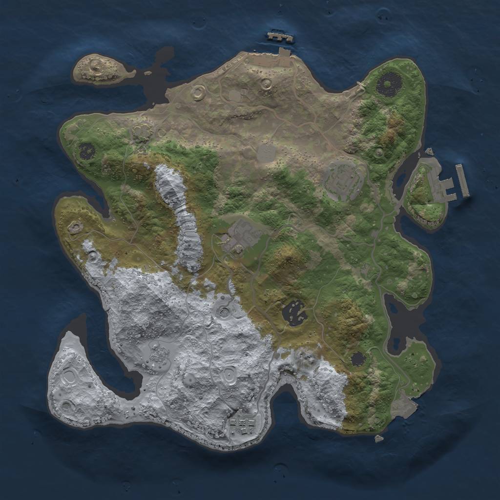 Rust Map: Procedural Map, Size: 3000, Seed: 91779, 12 Monuments
