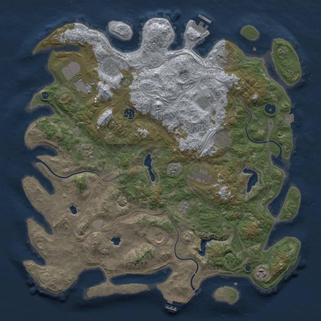 Rust Map: Procedural Map, Size: 4500, Seed: 239541, 16 Monuments