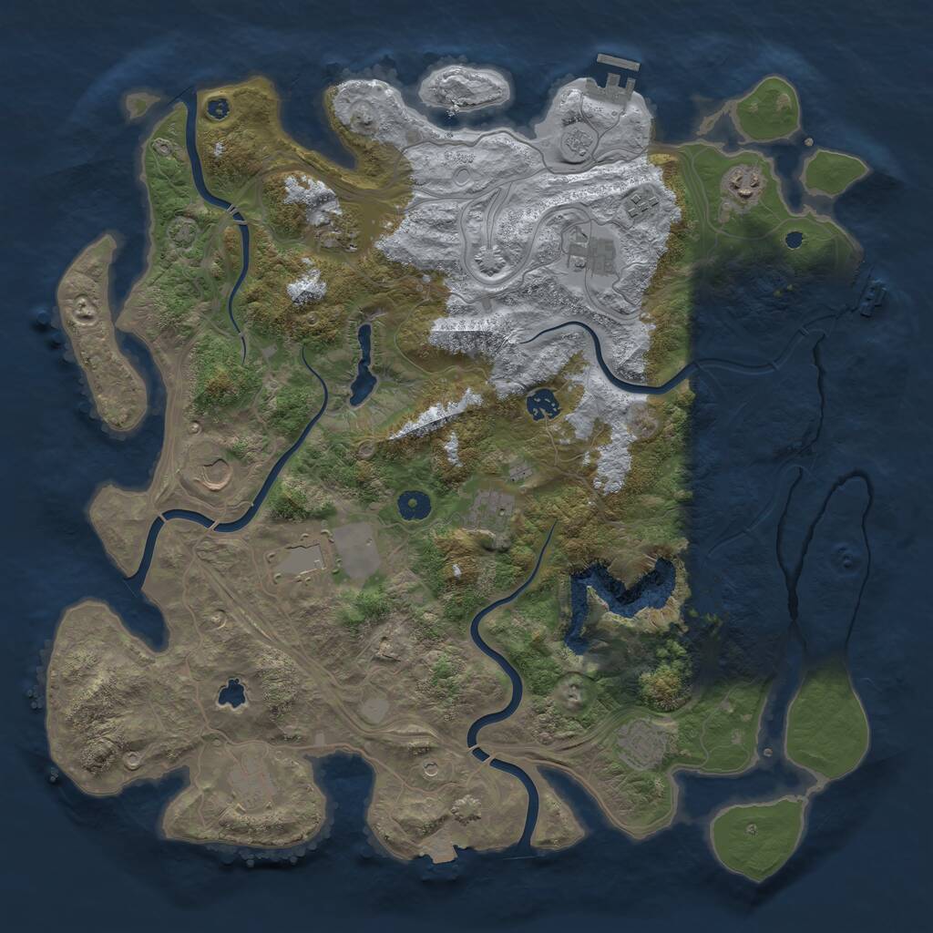 Rust Map: Procedural Map, Size: 4400, Seed: 68167883, 16 Monuments