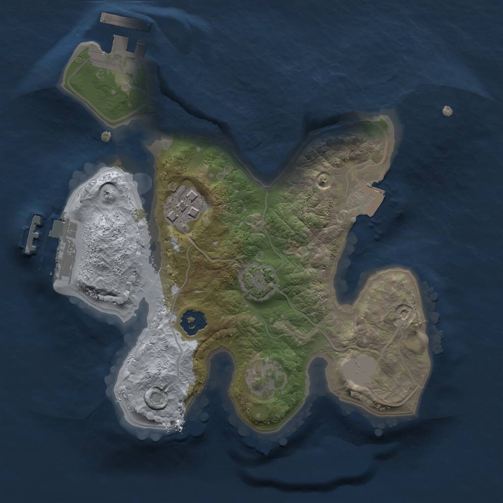 Rust Map: Procedural Map, Size: 2000, Seed: 94657945, 5 Monuments