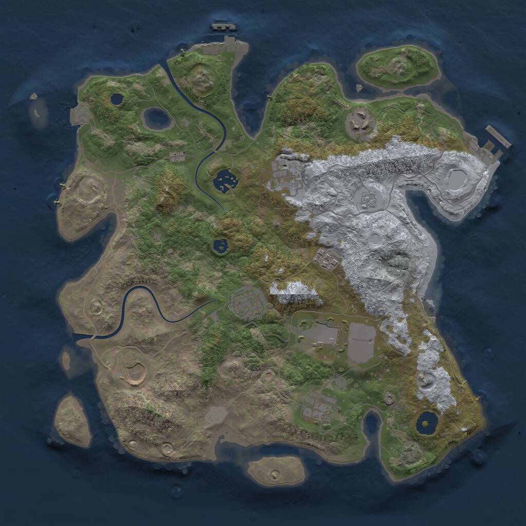 Rust Map: Procedural Map, Size: 3500, Seed: 2141783, 13 Monuments