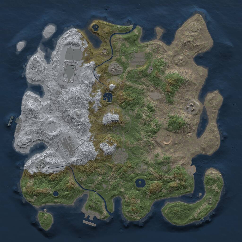 Rust Map: Procedural Map, Size: 3700, Seed: 156631913, 14 Monuments