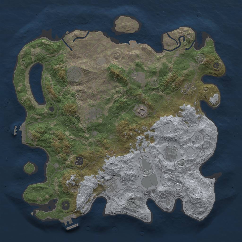 Rust Map: Procedural Map, Size: 4000, Seed: 433712299, 17 Monuments