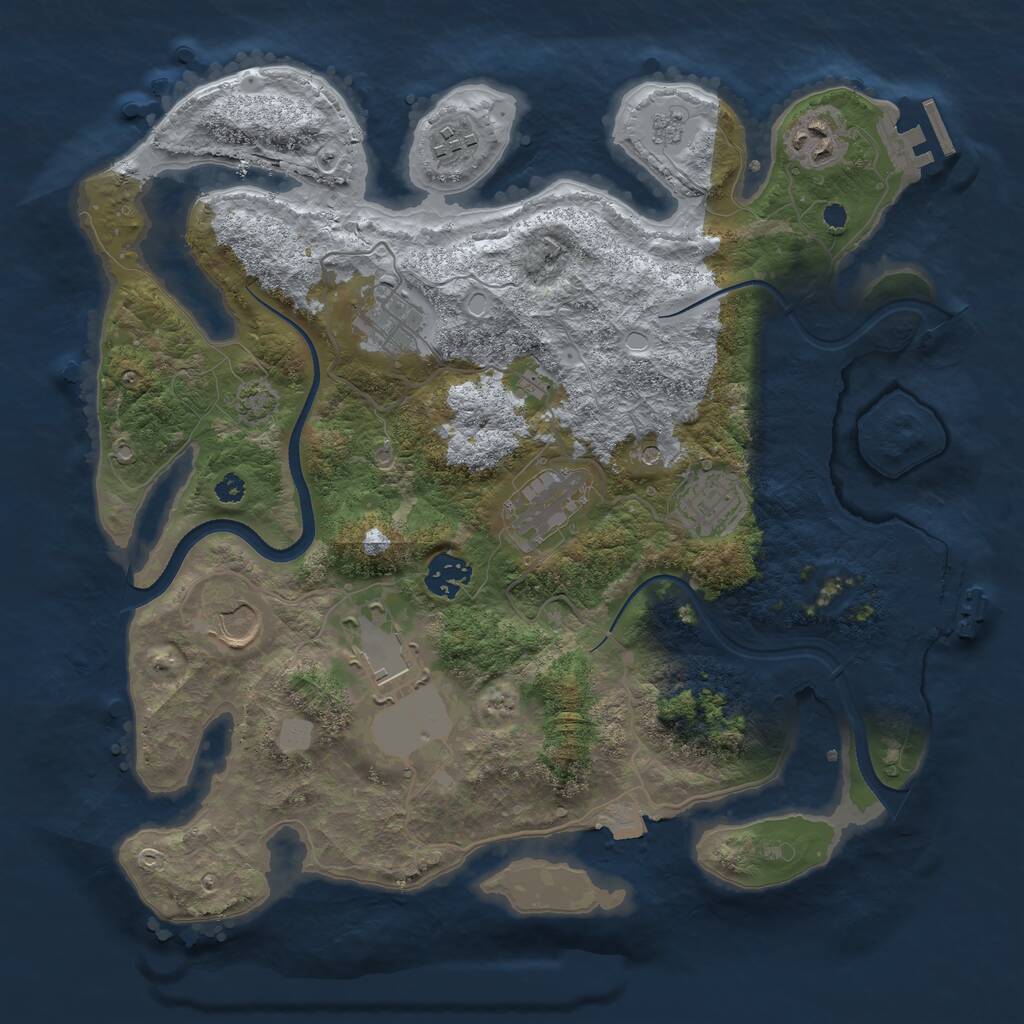 Rust Map: Procedural Map, Size: 3500, Seed: 2654810, 14 Monuments