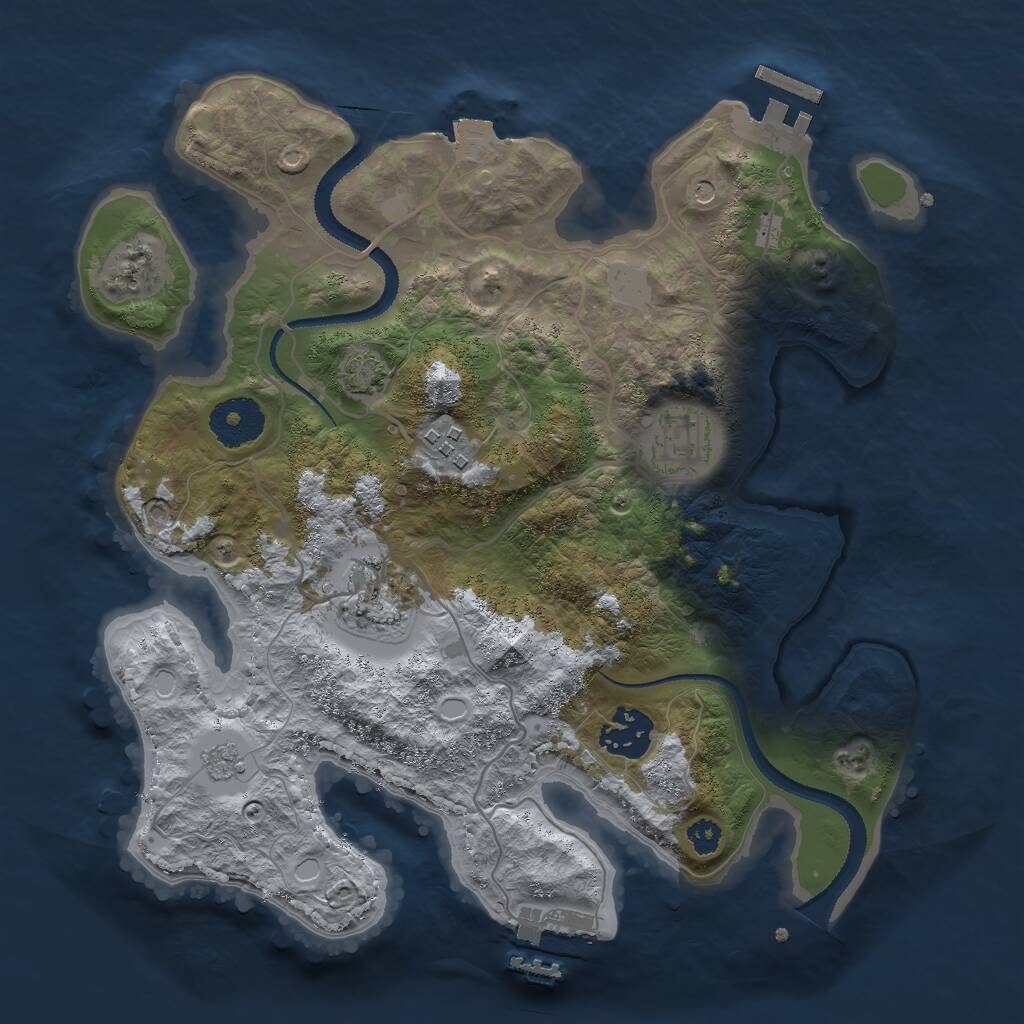 Rust Map: Procedural Map, Size: 3000, Seed: 1849810785, 10 Monuments