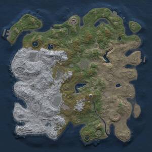 Thumbnail Rust Map: Procedural Map, Size: 4000, Seed: 160969567, 14 Monuments