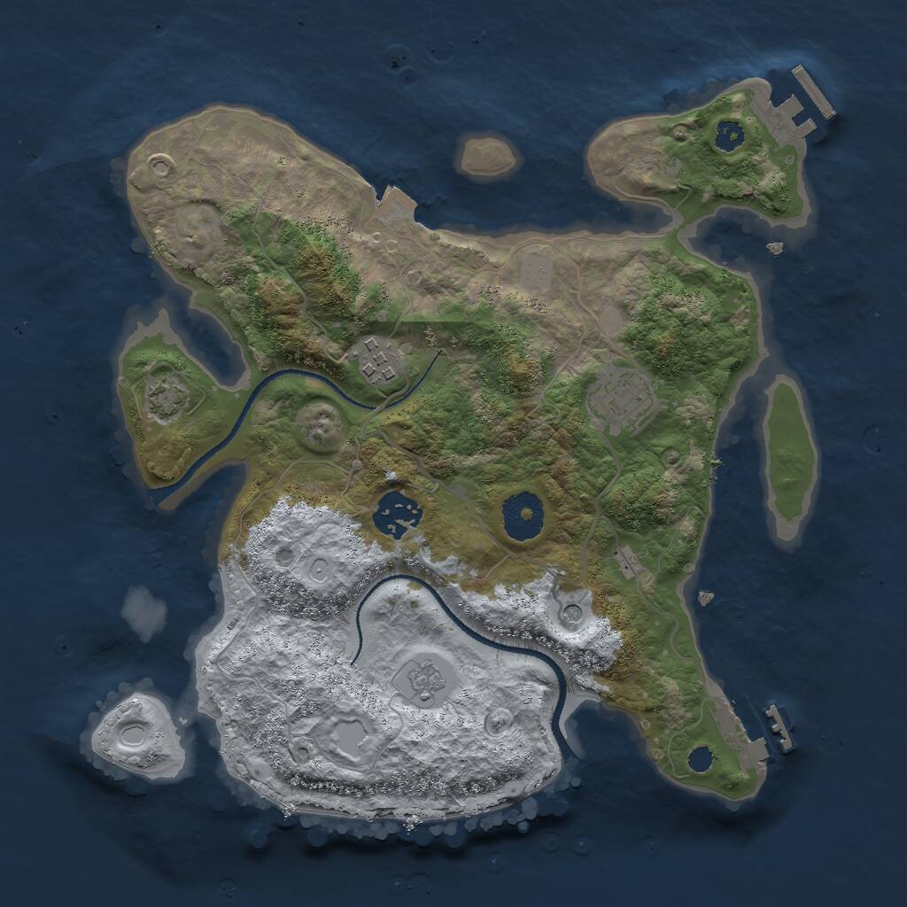 Rust Map: Procedural Map, Size: 3000, Seed: 1291753181, 9 Monuments