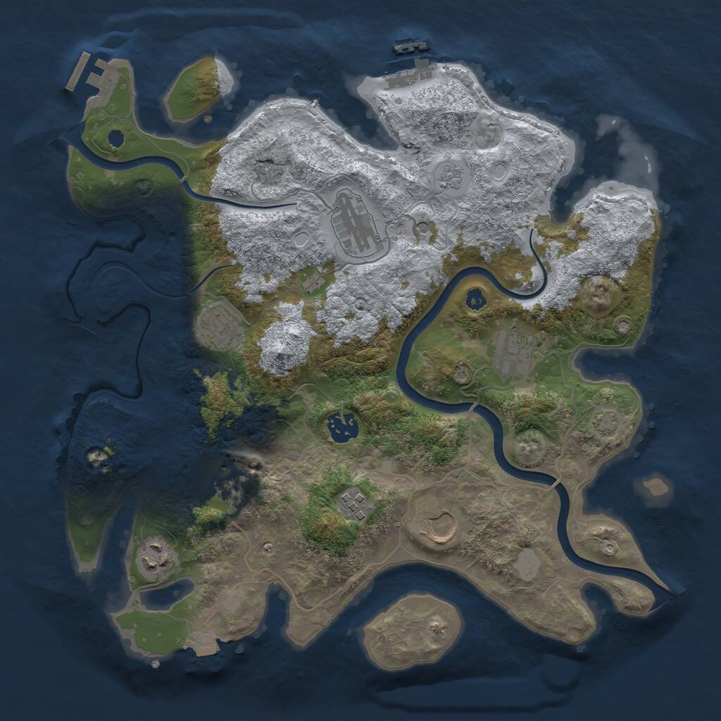 Rust Map: Procedural Map, Size: 3500, Seed: 1439597190, 14 Monuments