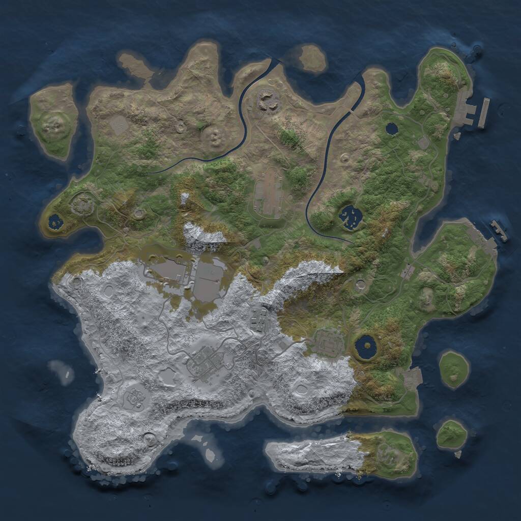 Rust Map: Procedural Map, Size: 3500, Seed: 23482495, 13 Monuments