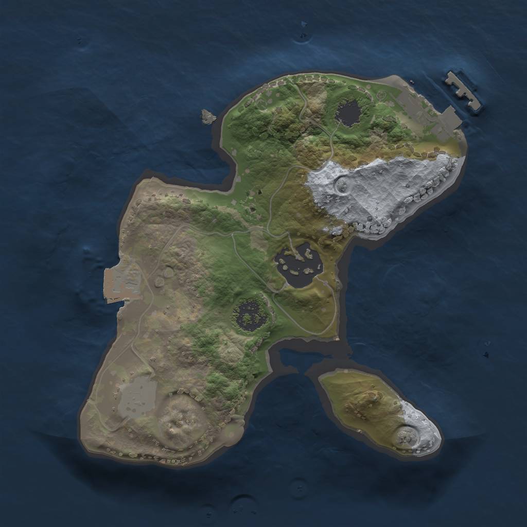 Rust Map: Procedural Map, Size: 1750, Seed: 24565, 5 Monuments