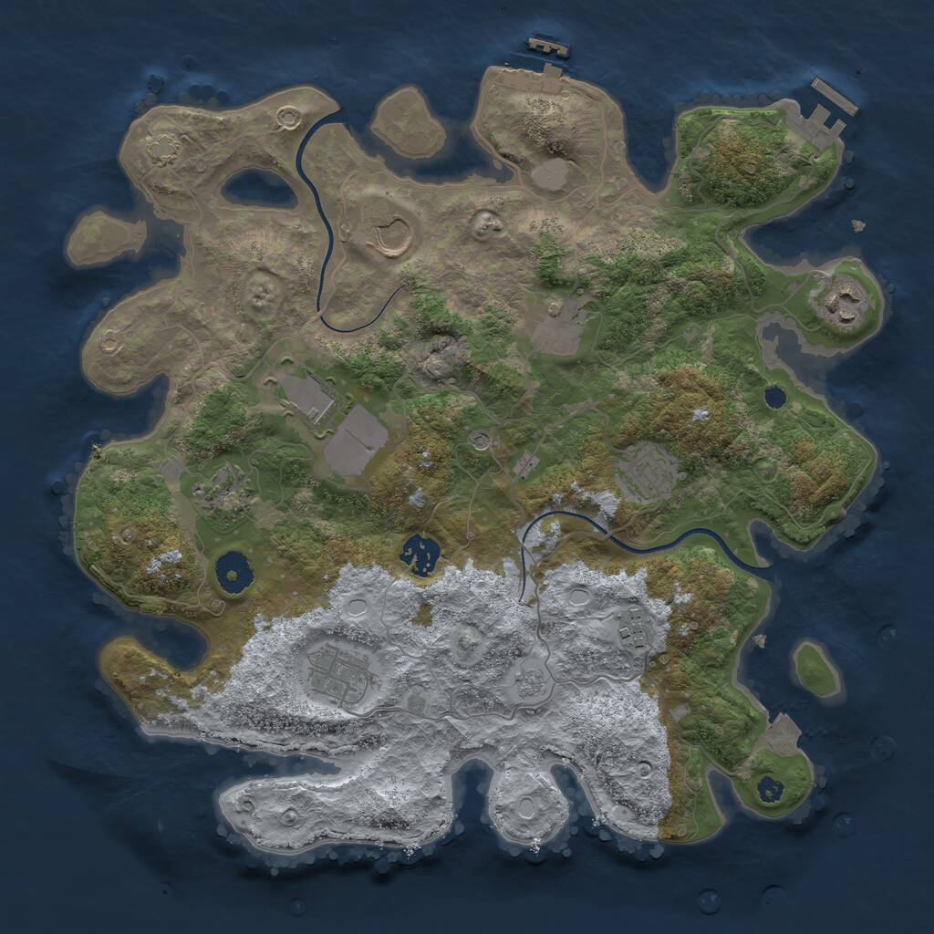 Rust Map: Procedural Map, Size: 3600, Seed: 22708, 15 Monuments