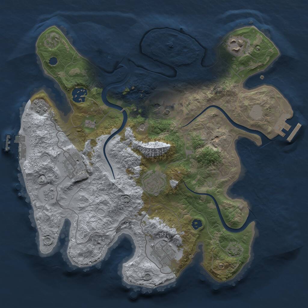Rust Map: Procedural Map, Size: 3000, Seed: 7763, 13 Monuments