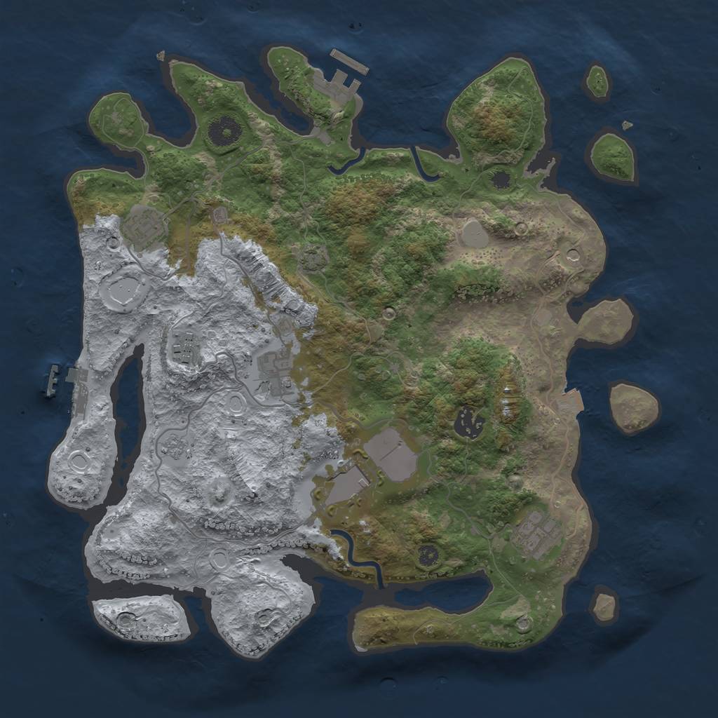 Rust Map: Procedural Map, Size: 3500, Seed: 678419096, 14 Monuments