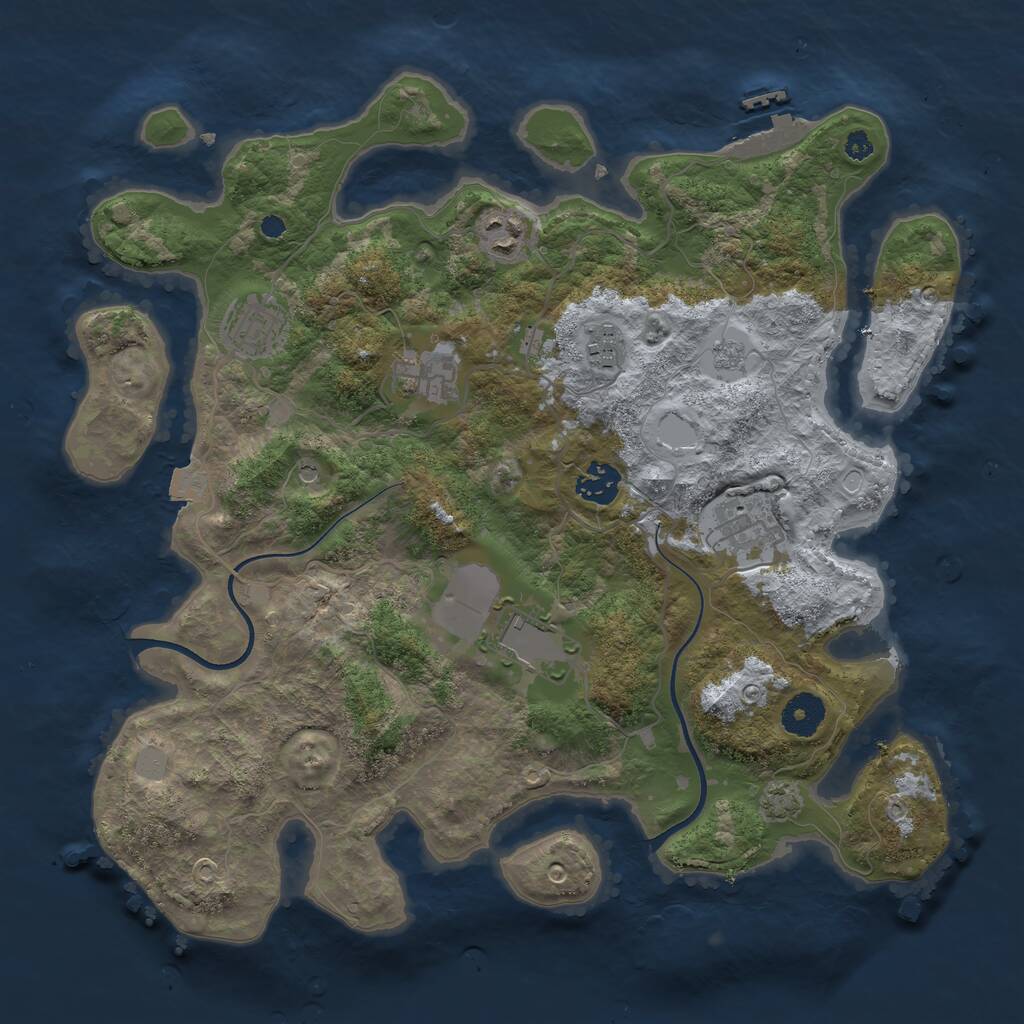 Rust Map: Procedural Map, Size: 3600, Seed: 2515, 12 Monuments