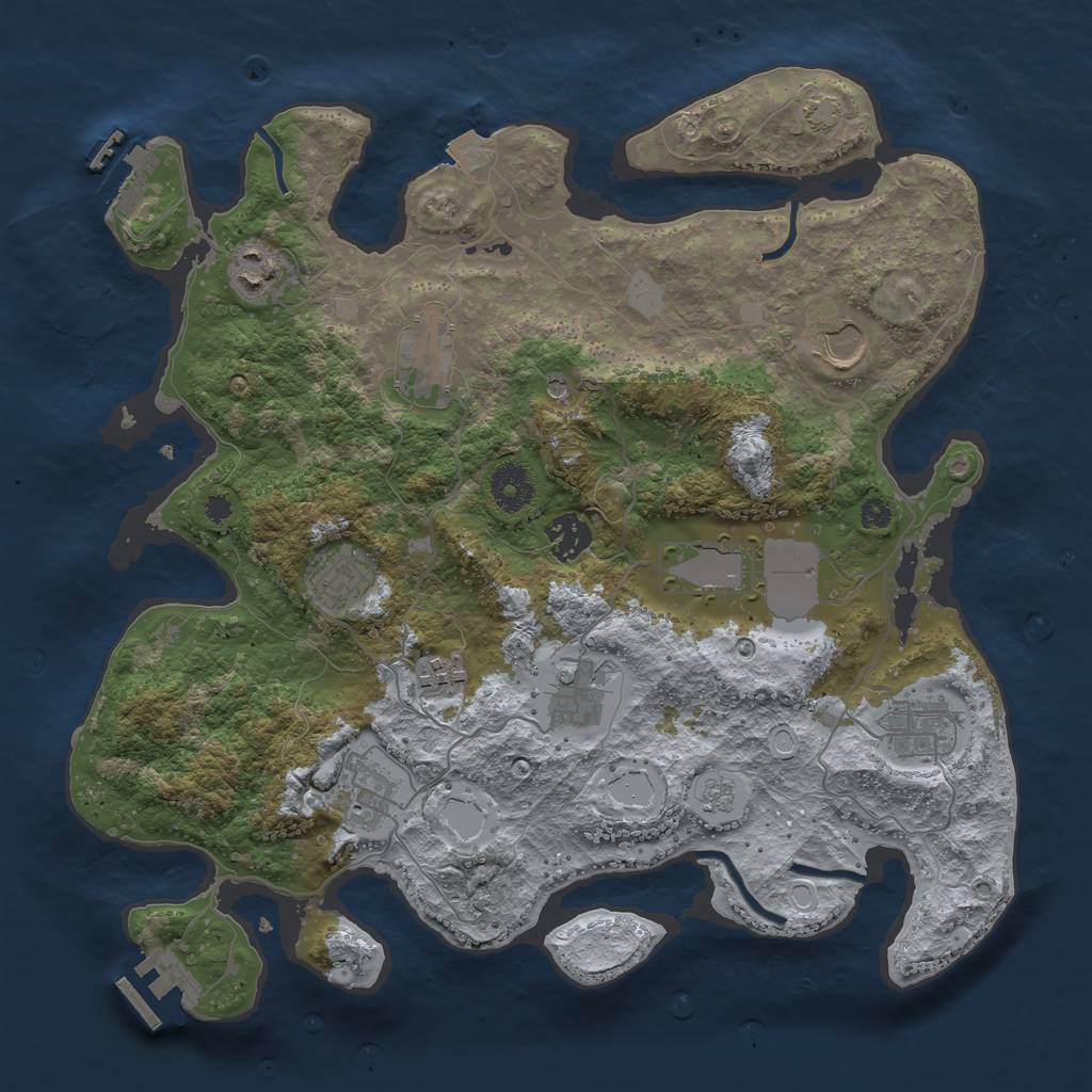 Rust Map: Procedural Map, Size: 3600, Seed: 1635534637, 18 Monuments