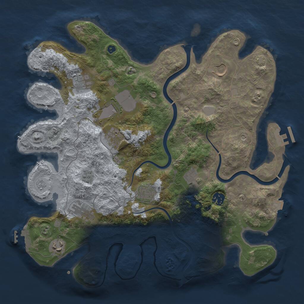 Rust Map: Procedural Map, Size: 3700, Seed: 3820481, 16 Monuments