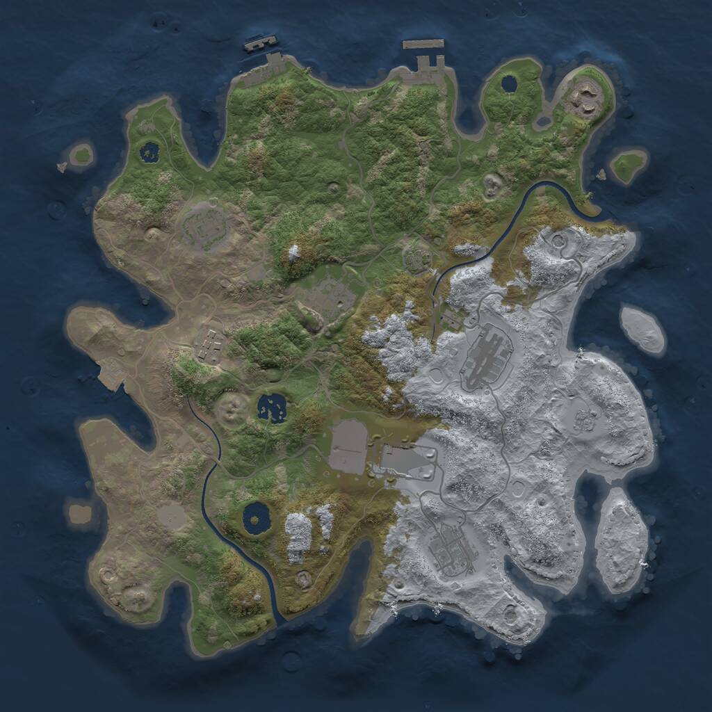 Rust Map: Procedural Map, Size: 3500, Seed: 6584230, 14 Monuments