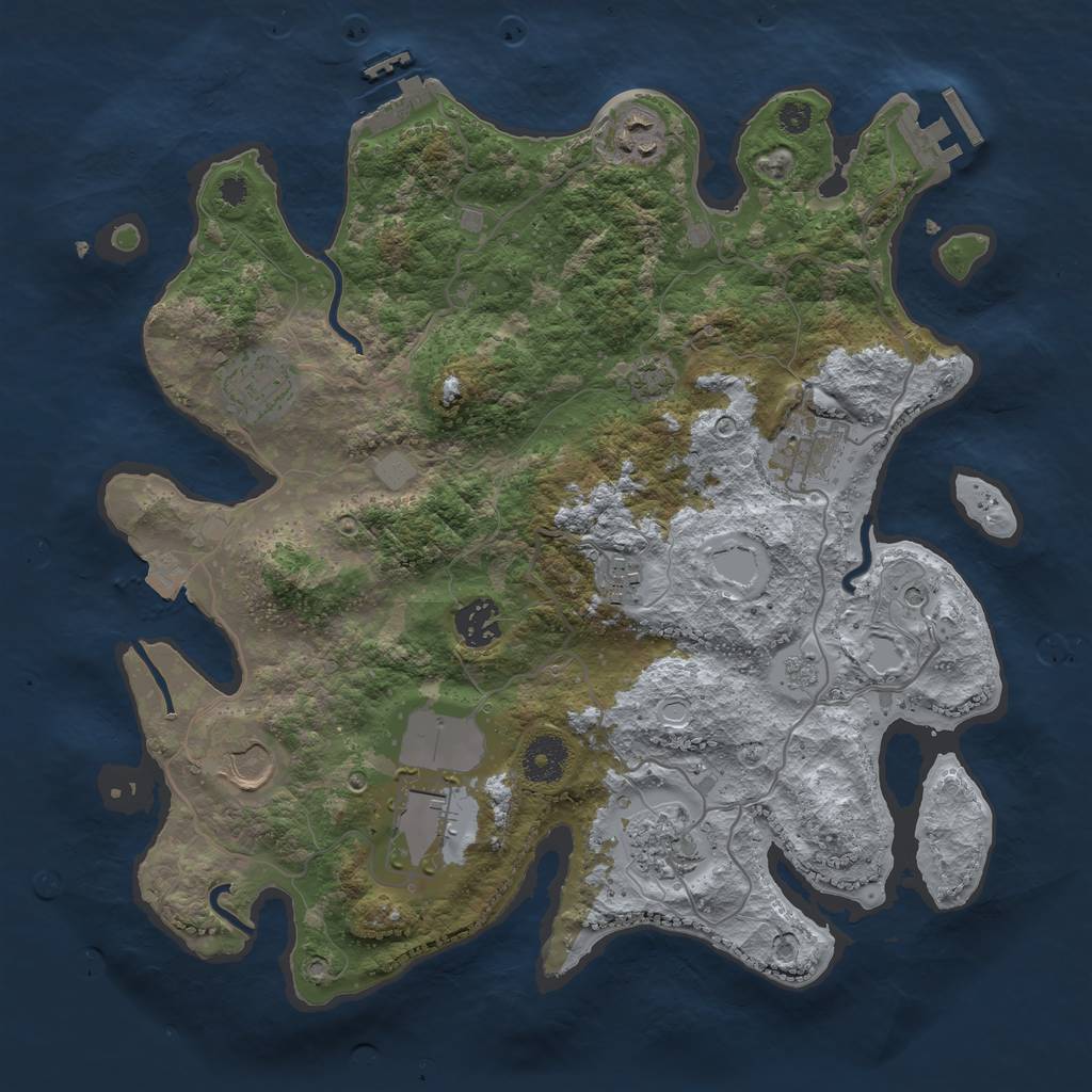 Rust Map: Procedural Map, Size: 3500, Seed: 6584230, 16 Monuments