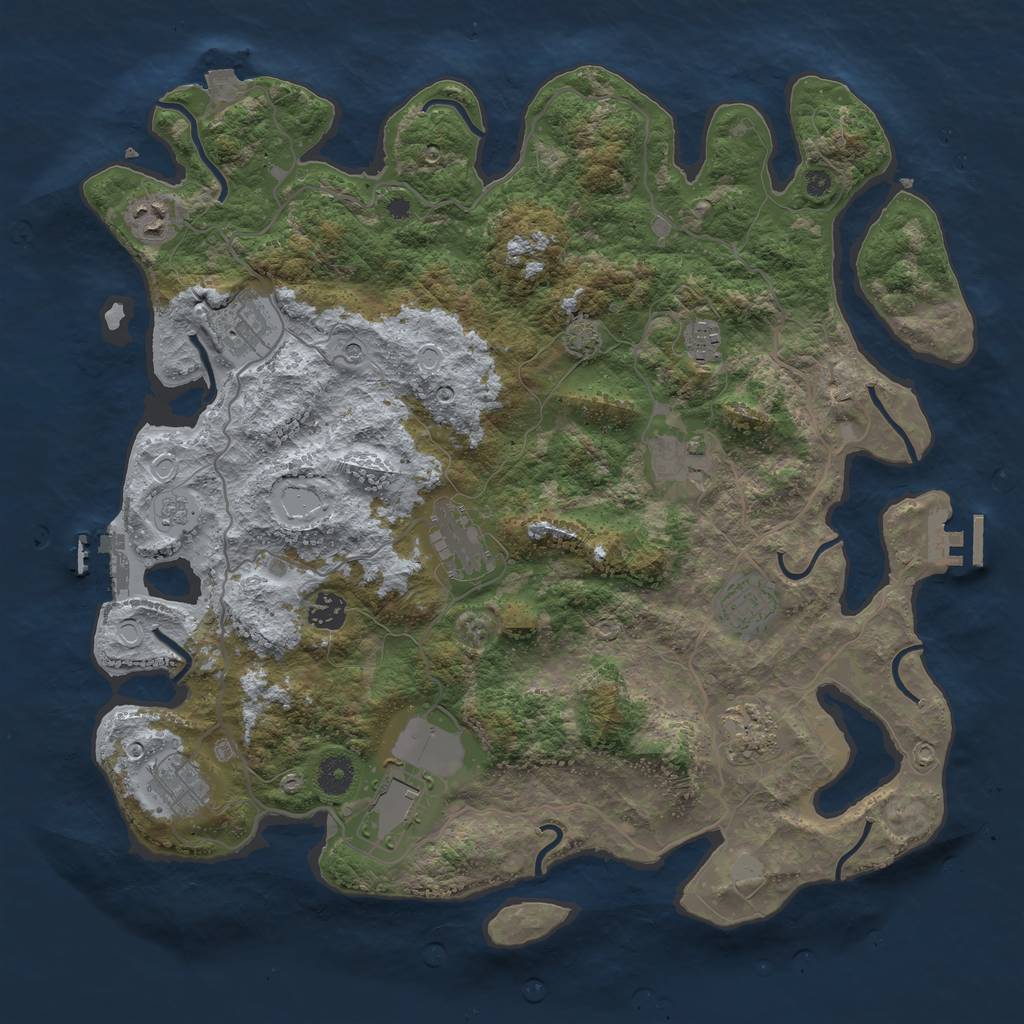 Rust Map: Procedural Map, Size: 4000, Seed: 587935, 18 Monuments