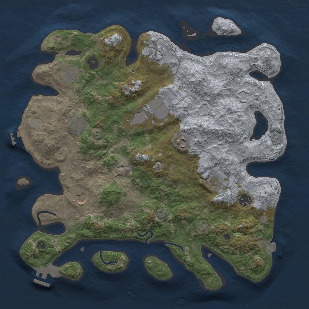 Rust Map: Procedural Map, Size: 3800, Seed: 50476414, 17 Monuments