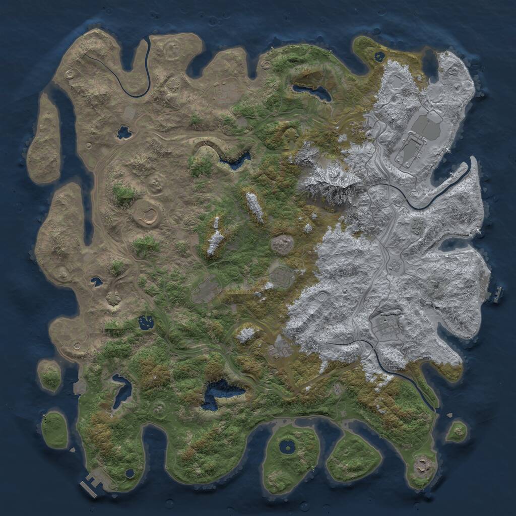 Rust Map: Procedural Map, Size: 5000, Seed: 1267296068, 17 Monuments
