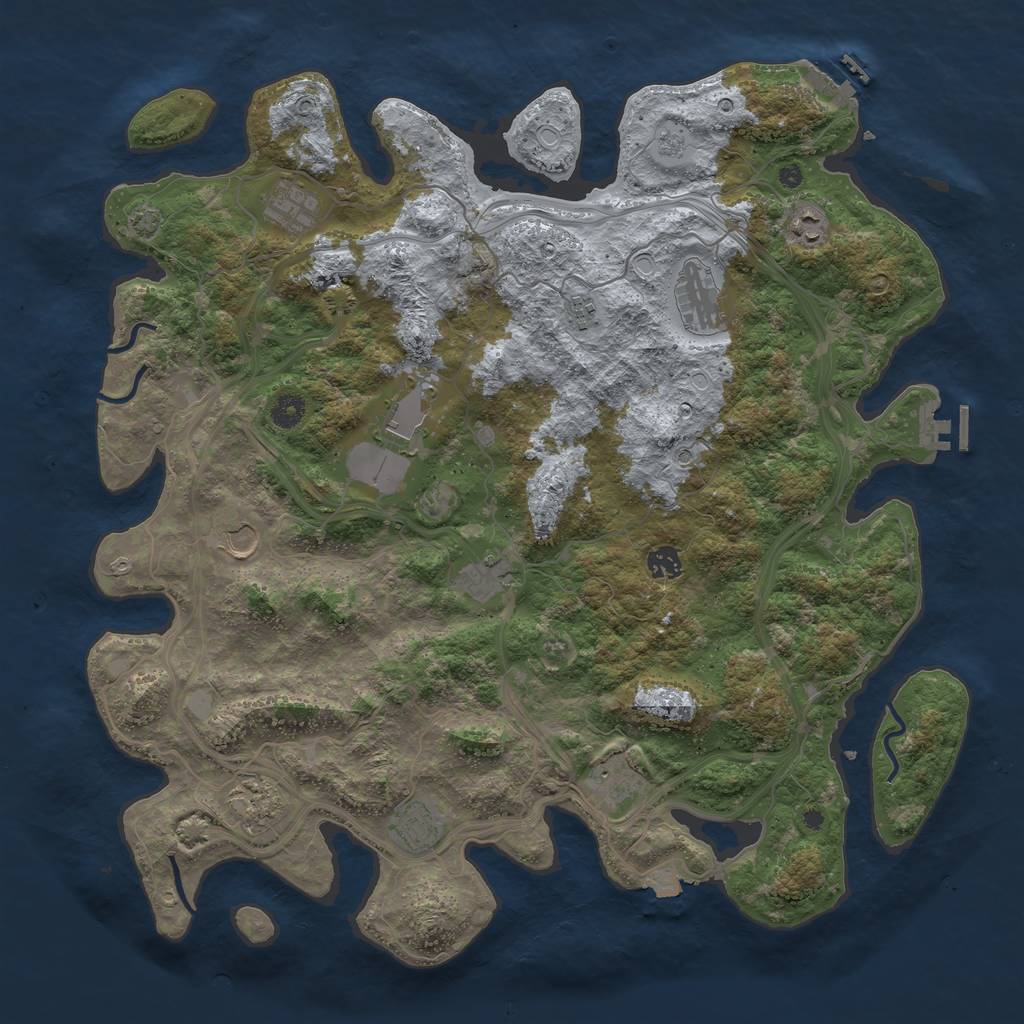 Rust Map: Procedural Map, Size: 4500, Seed: 619642001, 19 Monuments