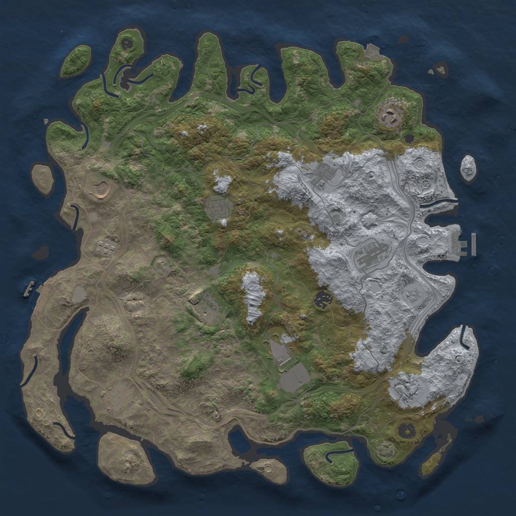 Rust Map: Procedural Map, Size: 4500, Seed: 1232430681, 19 Monuments