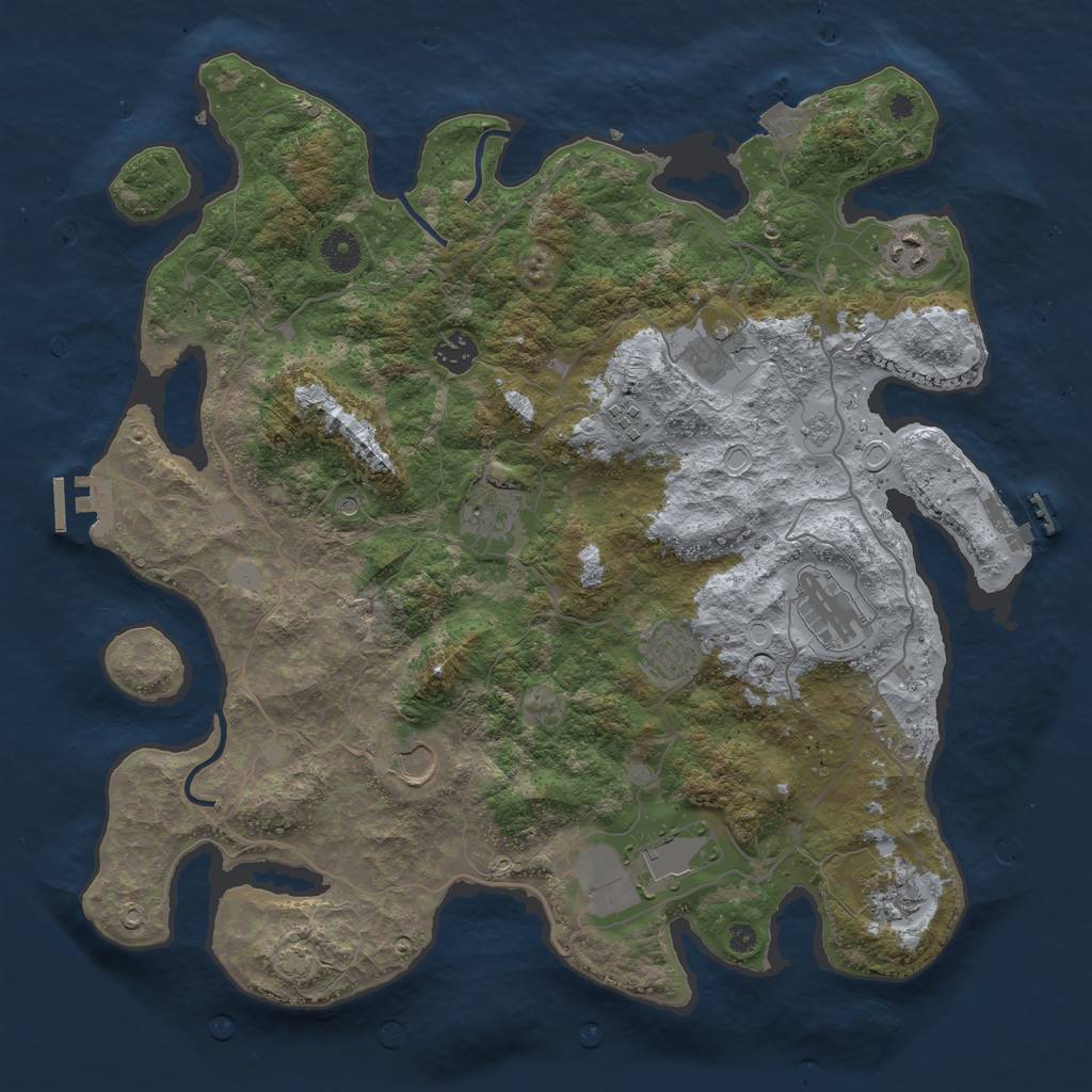 Rust Map: Procedural Map, Size: 4000, Seed: 1329006285, 18 Monuments