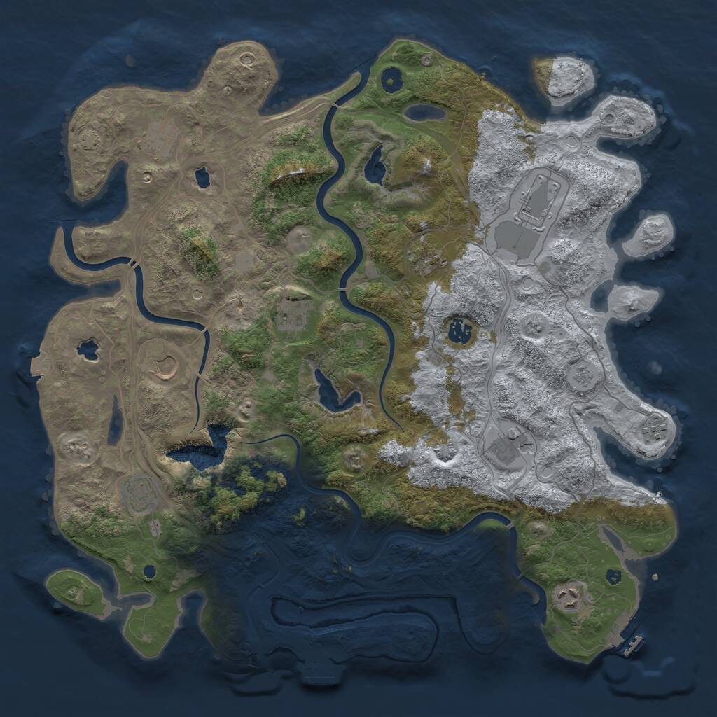 Rust Map: Procedural Map, Size: 4500, Seed: 330311487, 16 Monuments