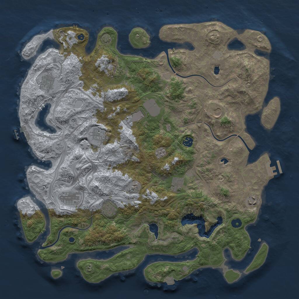 Rust Map: Procedural Map, Size: 4500, Seed: 7201986, 17 Monuments