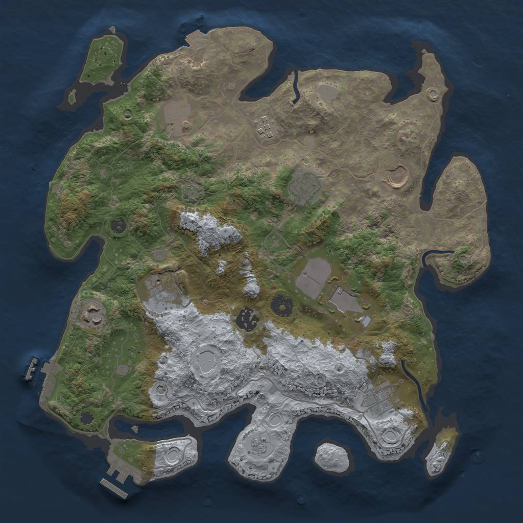 Rust Map: Procedural Map, Size: 3500, Seed: 1695352670, 17 Monuments