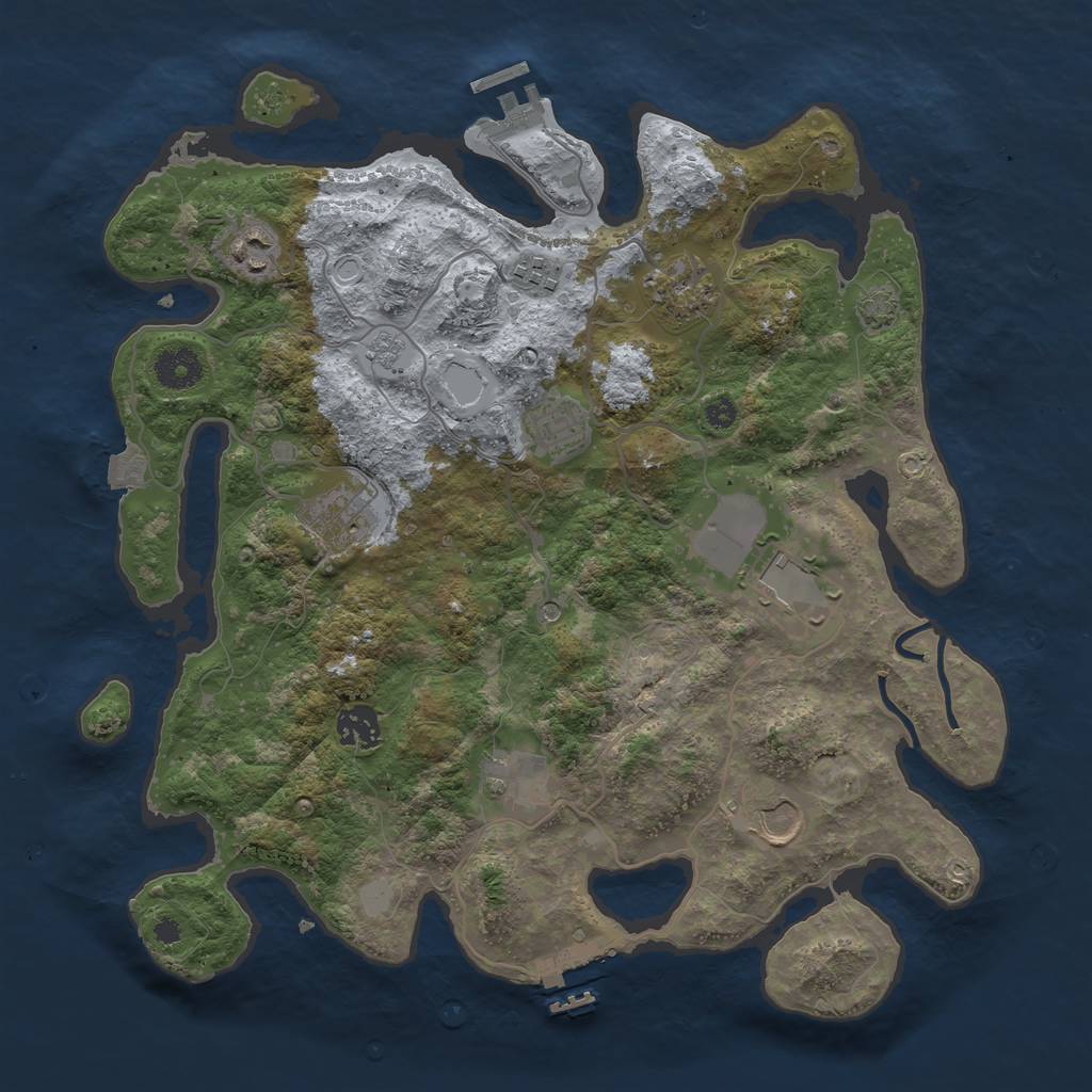 Rust Map: Procedural Map, Size: 3650, Seed: 93125255, 17 Monuments