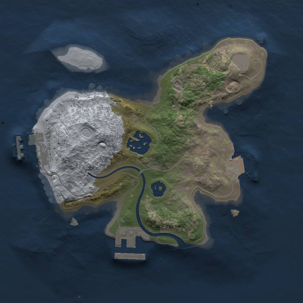 Rust Map: Procedural Map, Size: 2000, Seed: 2965, 4 Monuments