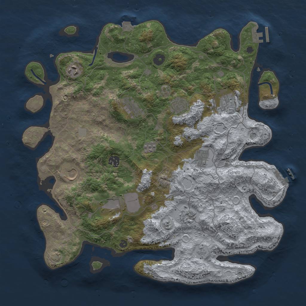 Rust Map: Procedural Map, Size: 4000, Seed: 4017, 18 Monuments