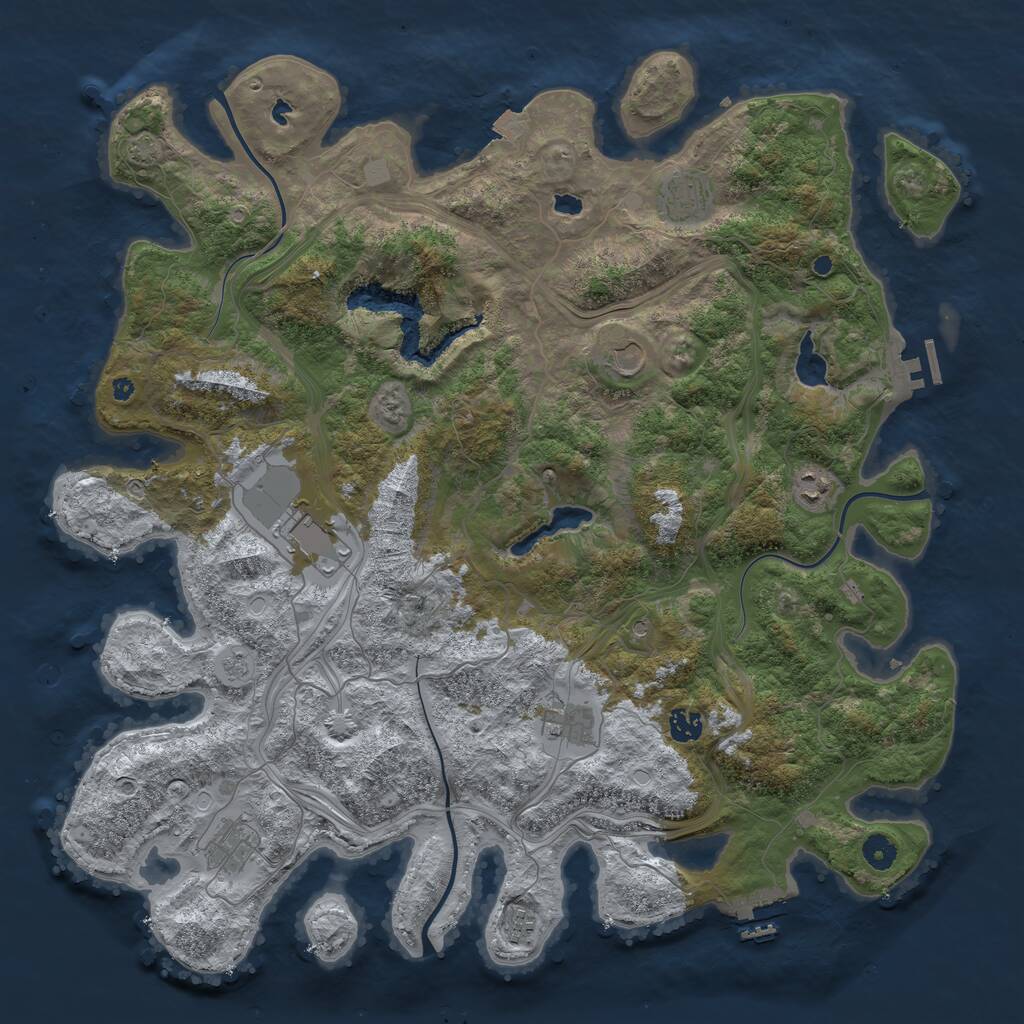 Rust Map: Procedural Map, Size: 4500, Seed: 1189279332, 14 Monuments