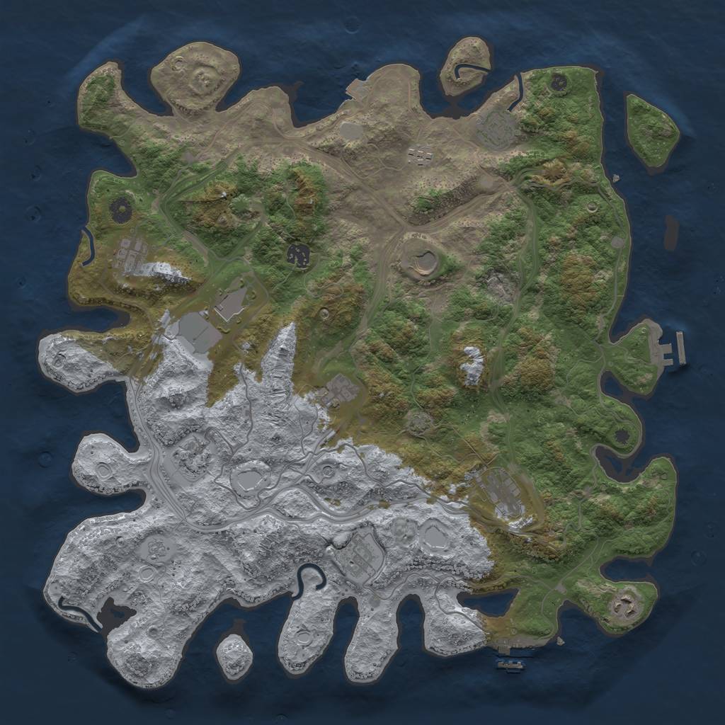 Rust Map: Procedural Map, Size: 4500, Seed: 1189279332, 19 Monuments