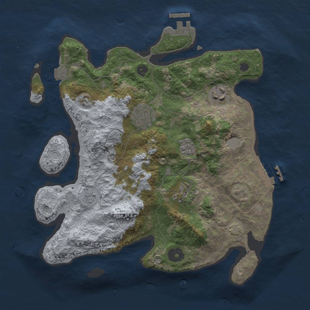 Rust Map: Procedural Map, Size: 3000, Seed: 9243, 12 Monuments