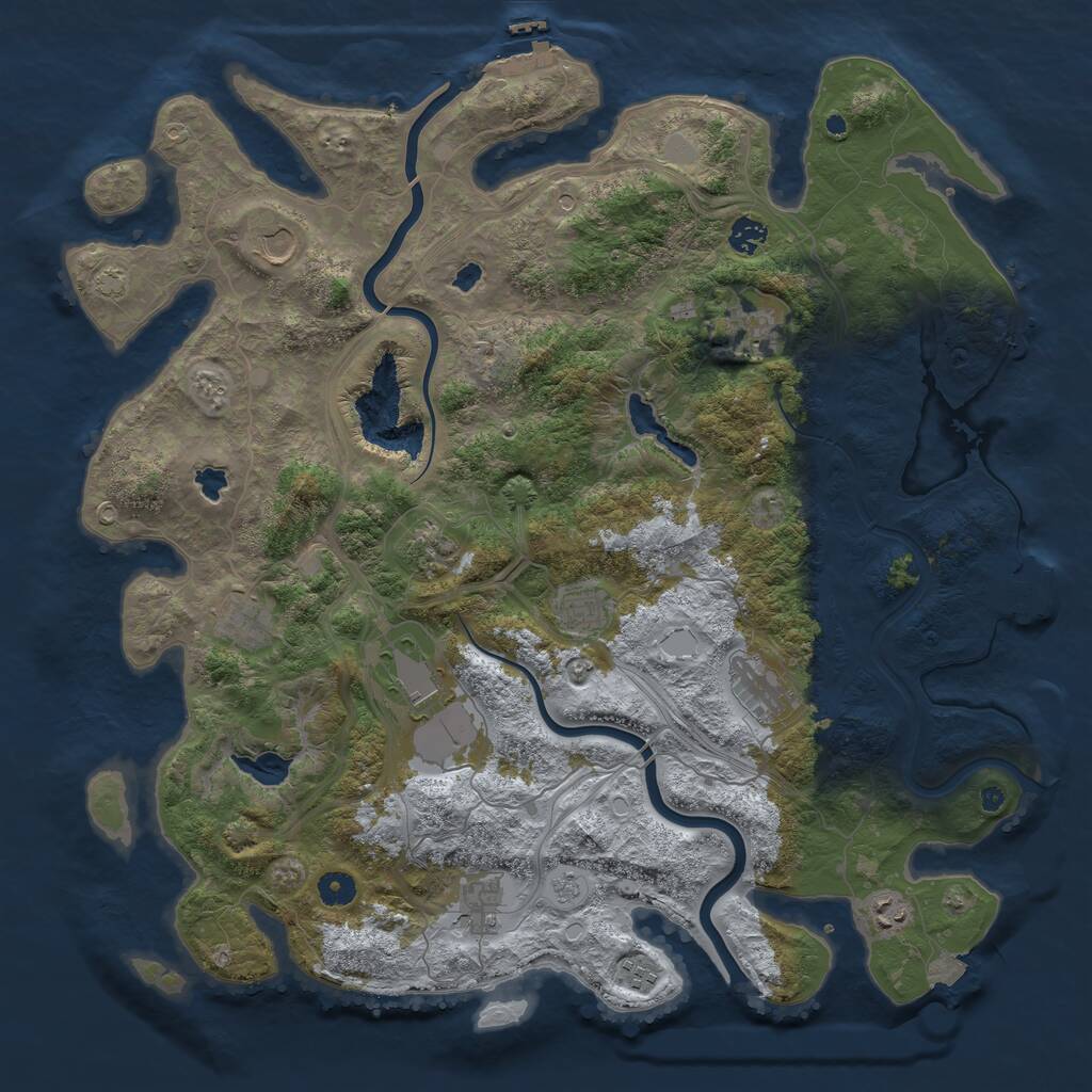 Rust Map: Procedural Map, Size: 4500, Seed: 5346364, 17 Monuments