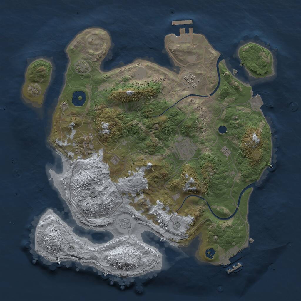 Rust Map: Procedural Map, Size: 3000, Seed: 624697270, 9 Monuments