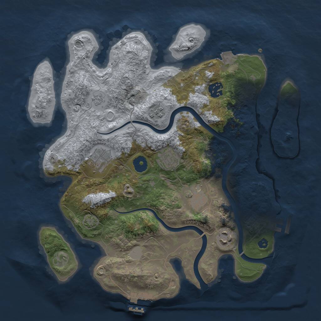 Rust Map: Procedural Map, Size: 3200, Seed: 884128219, 12 Monuments