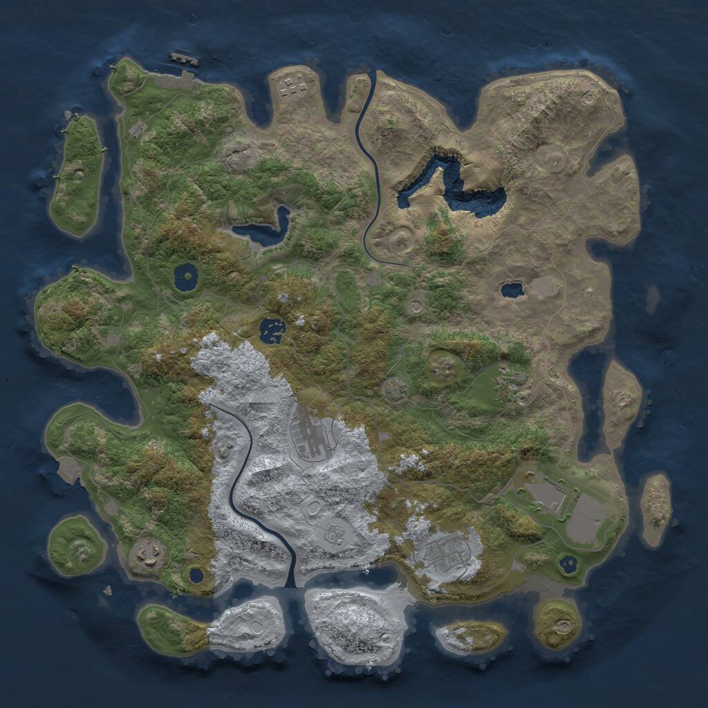 Rust Map: Procedural Map, Size: 4000, Seed: 12854, 12 Monuments