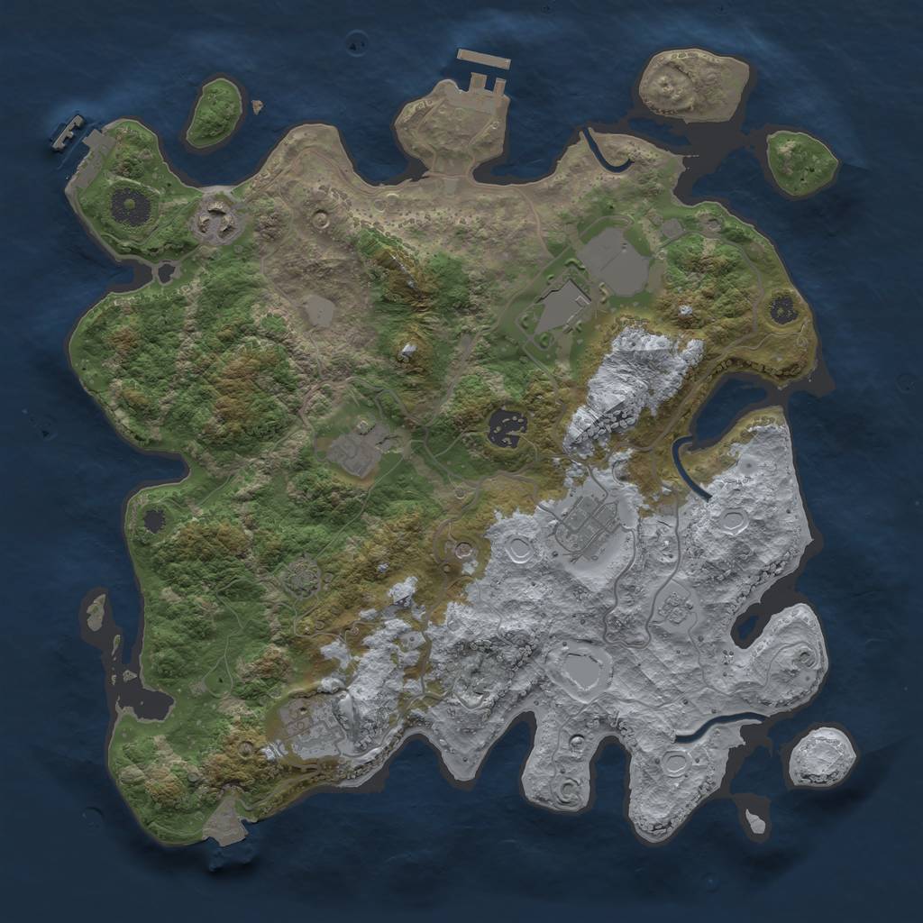 Rust Map: Procedural Map, Size: 3500, Seed: 144854446, 14 Monuments