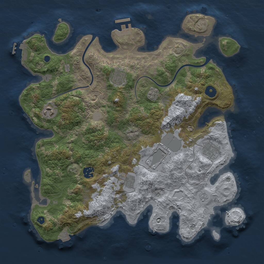 Rust Map: Procedural Map, Size: 3500, Seed: 144854446, 13 Monuments