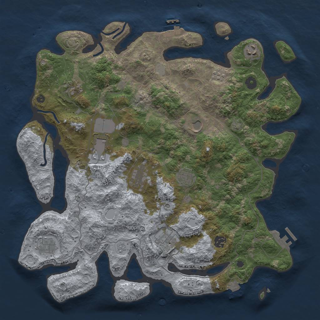Rust Map: Procedural Map, Size: 4000, Seed: 187443563, 18 Monuments