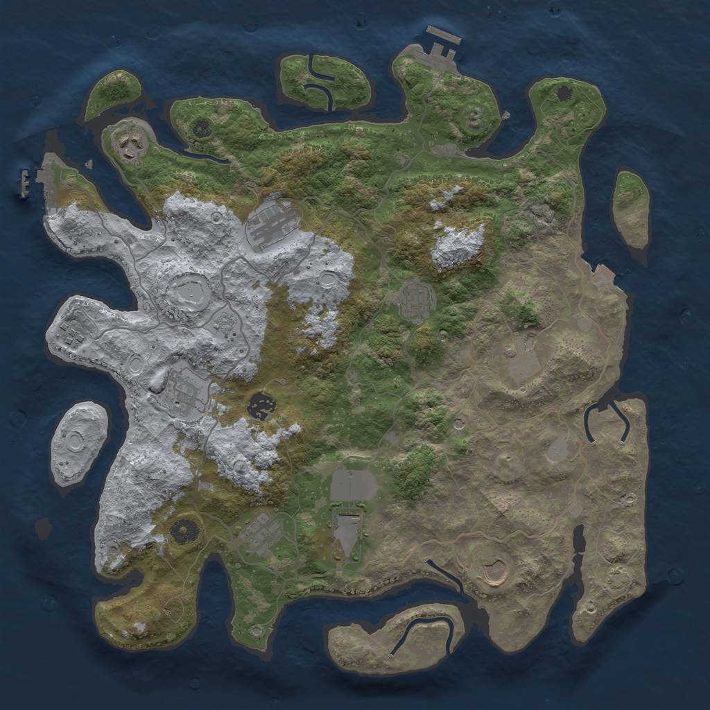 Rust Map: Procedural Map, Size: 4000, Seed: 6061939, 18 Monuments