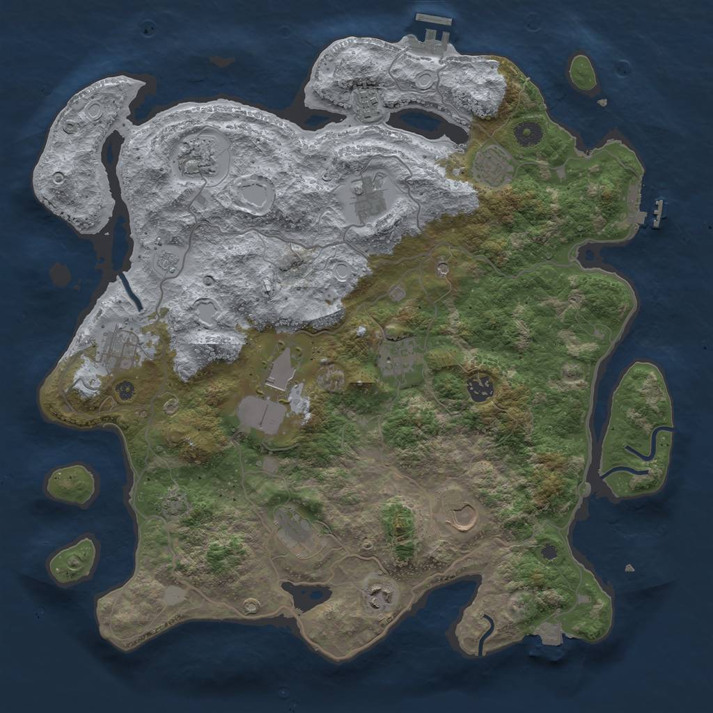 Rust Map: Procedural Map, Size: 4000, Seed: 2080224822, 19 Monuments