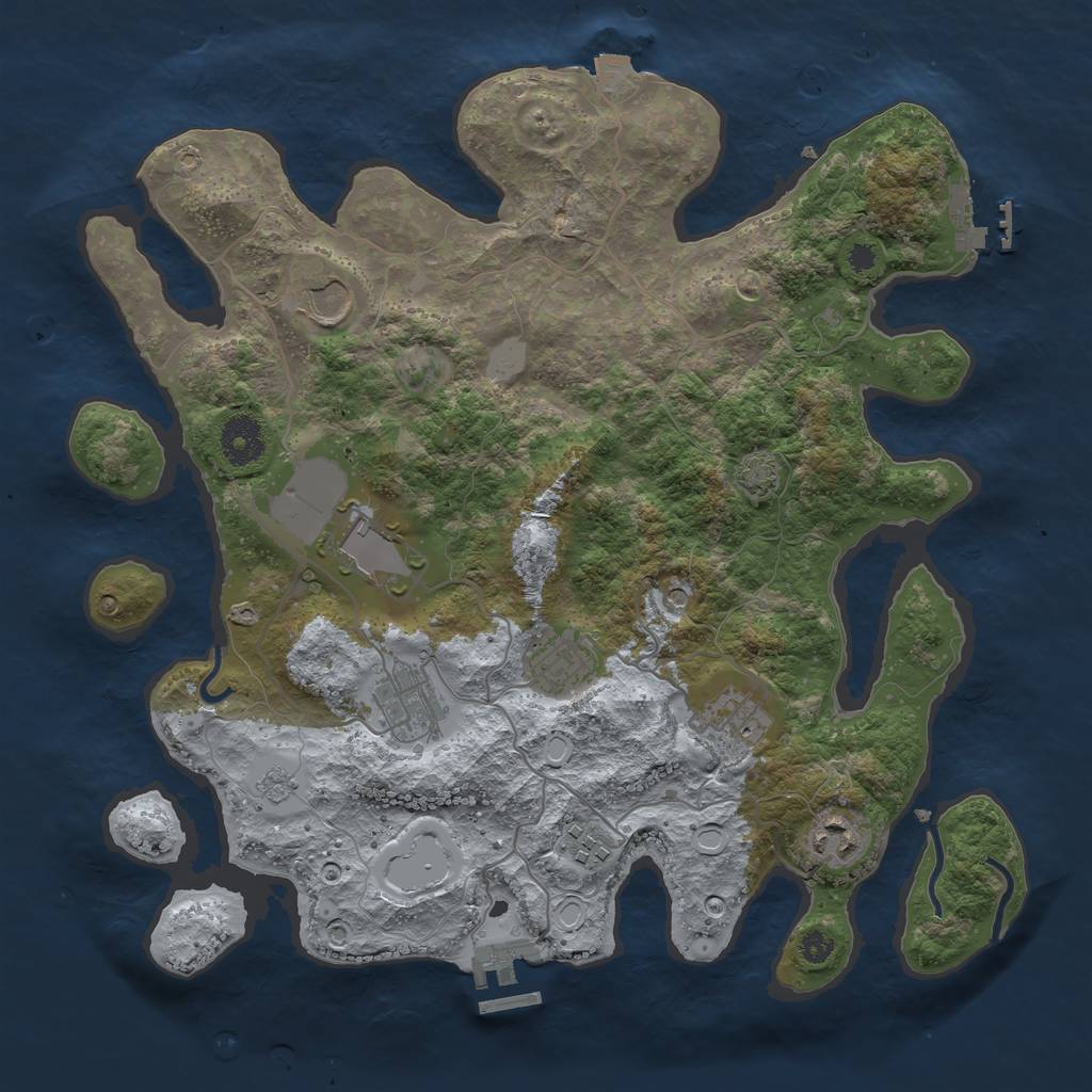 Rust Map: Procedural Map, Size: 3500, Seed: 1881270091, 15 Monuments