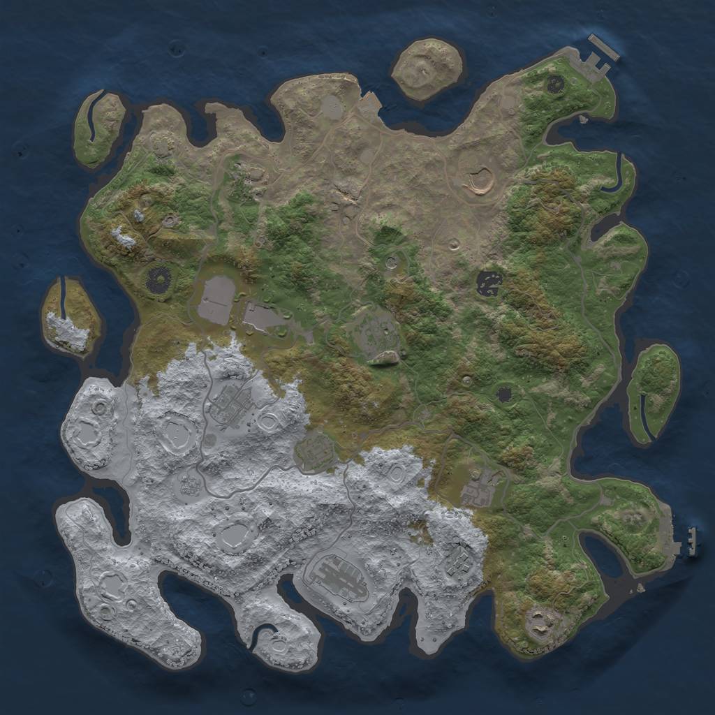 Rust Map: Procedural Map, Size: 4000, Seed: 1849810785, 19 Monuments