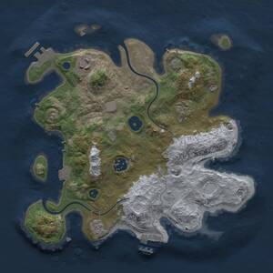 Thumbnail Rust Map: Procedural Map, Size: 3000, Seed: 349231339, 9 Monuments